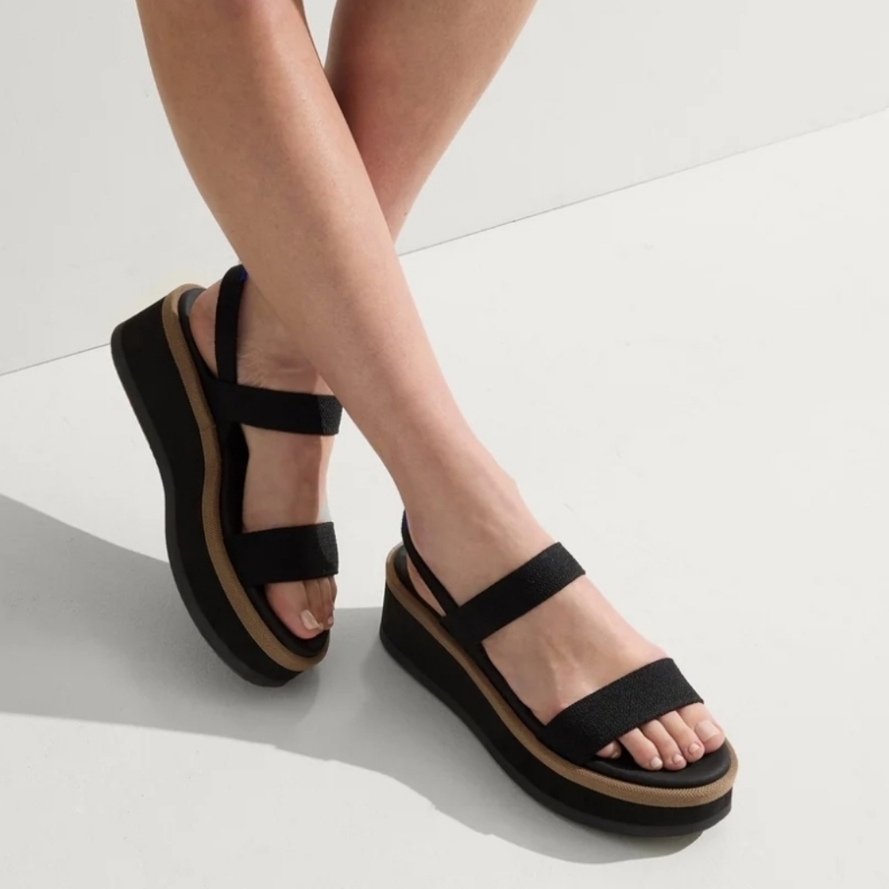 Rothy's Black Pepper Women's The Lightweight Wedge  Sandal Sz 7